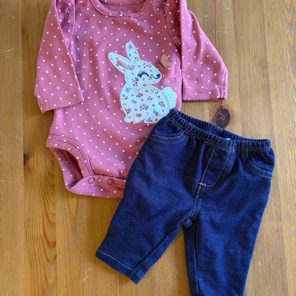 Carter's Pink Polka Dot Onesie and Pants